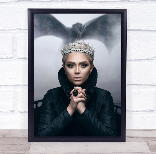 Portrait Girl Model Face Queen Crown Dragon Monster Fairy-tale Wall Art Print