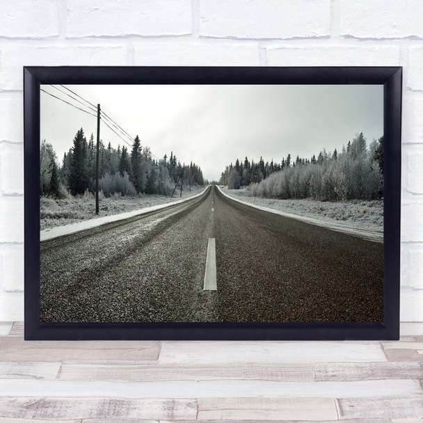 Road Snow Frosty Sweden Way Landscape Frost Frozen Cold Winter Wall Art Print