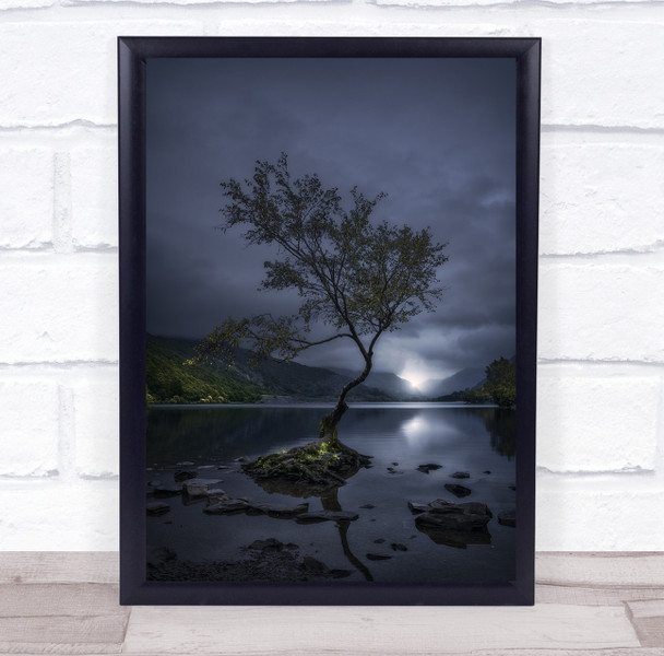 Snowdonia Wales Morning Sunrise Clouds Cloudy Weather Sun Tree Wall Art Print