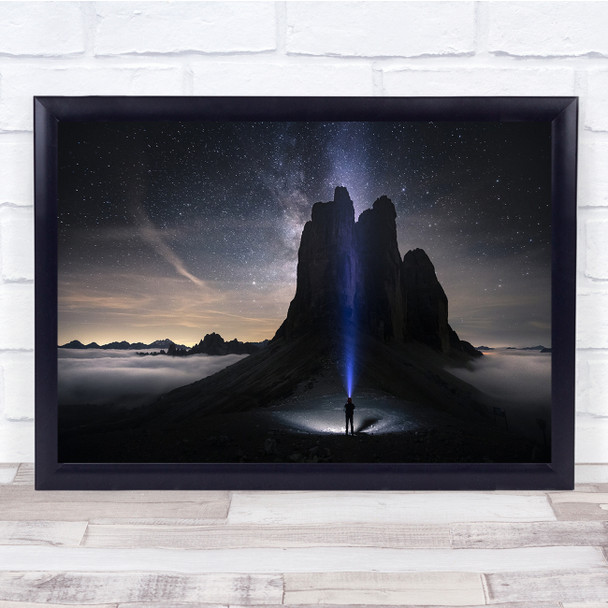 Torch Headlamp Lamp Light Night Landscape Landscapes Sky Milky Wall Art Print