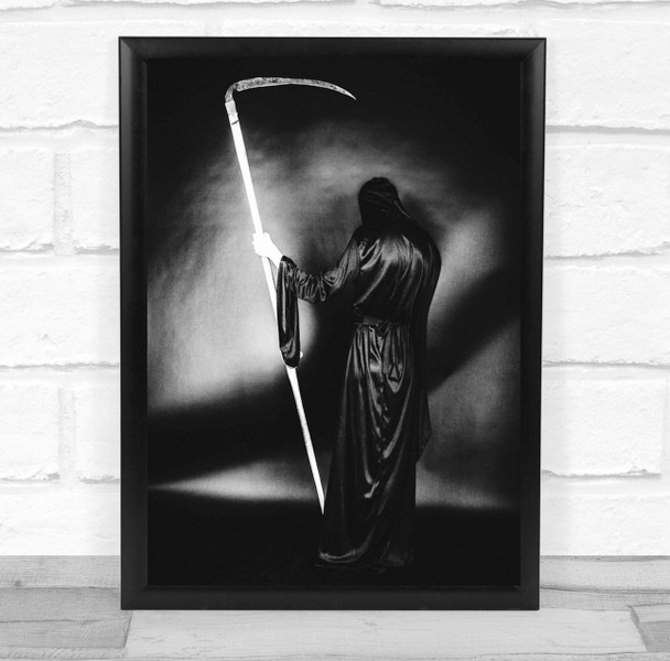 Grim Reaper Scythe Death Black & White Die Kill Portrait Dead Thriller Print