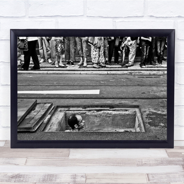 Street People Black & White Look Hole Ground Road Legs Feet Way Lisbon Print