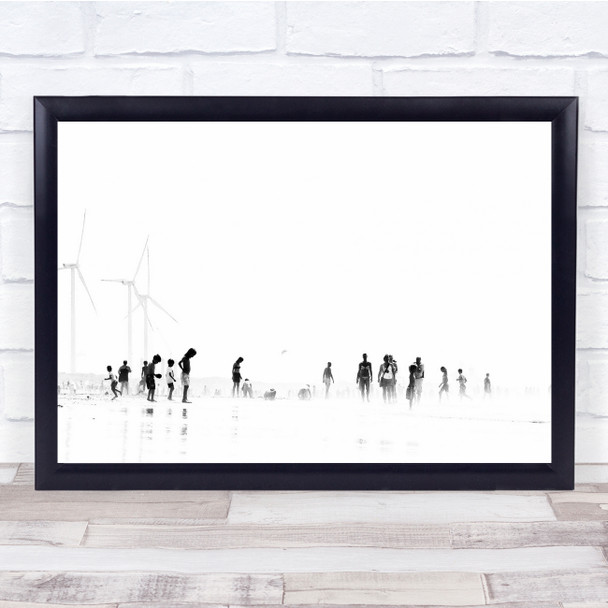 Beach Silhouettes Holland High Key High-Key Landscape Peoples Wall Art Print
