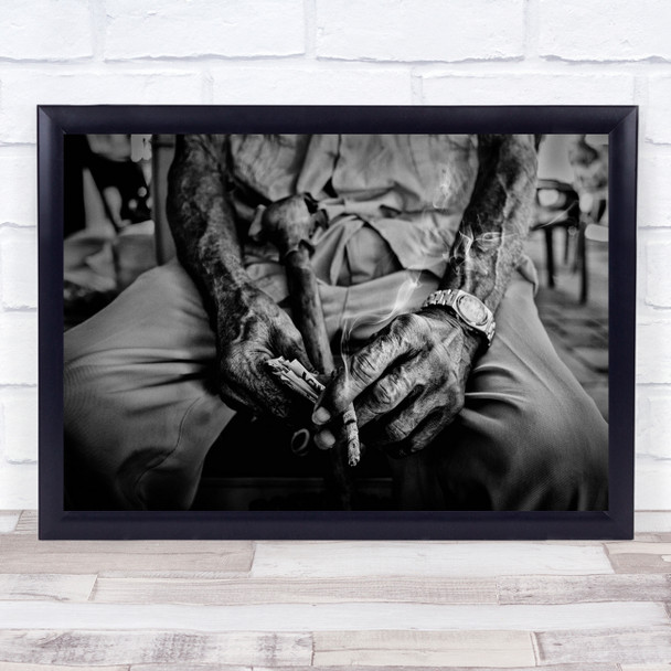 Colombia Sahagun Cordoba Portrait Detail Hand Smoking Man Old Wall Art Print