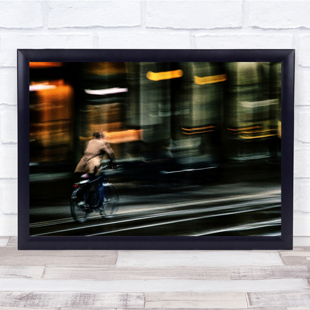 Cyclist Bicycle Fast Colors Rainbow Rails Lines City Abstract Wall Art Print Cyclist Bicycle Fast Colors Rainbow Rails Lines City Abstract Wall Art Print