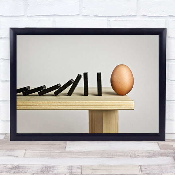 Domino Egg Italy Balance Gravity Game Table Still Life Bricks Wall Art Print