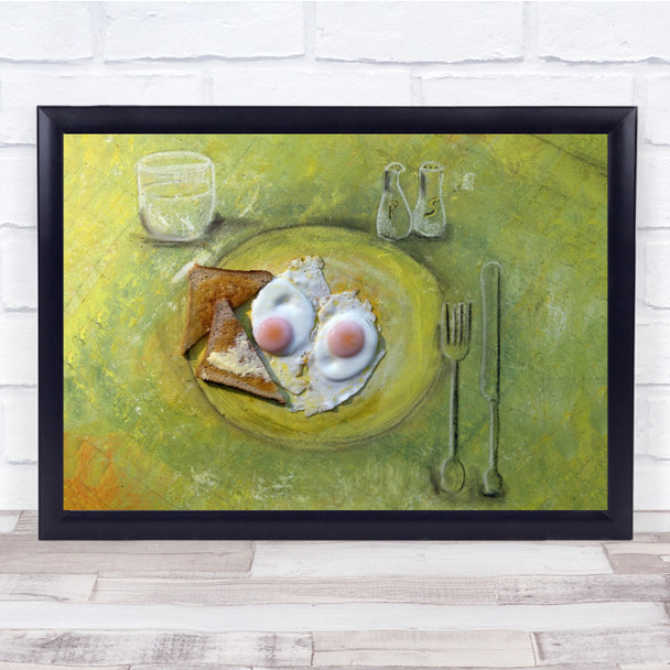 Food Fun Placemats Eggs Yolks Yellow Green Plates Imagination Wall Art Print