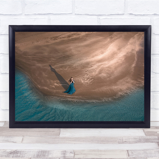 Girl Model Woman Portrait Sand Pray Prayer Aerial Above Drone Wall Art Print