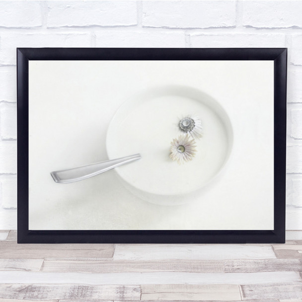 High Key High-Key Bright White Spoon Bowl Soup Flowers Flower Wall Art Print