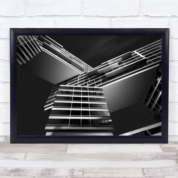 Landscape Lego Building Architecture Skyscraper Black & White Wall Art Print