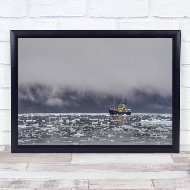 Norway Svalbard Spitzberg Lost Minimalism Expedition Ice boat Wall Art Print