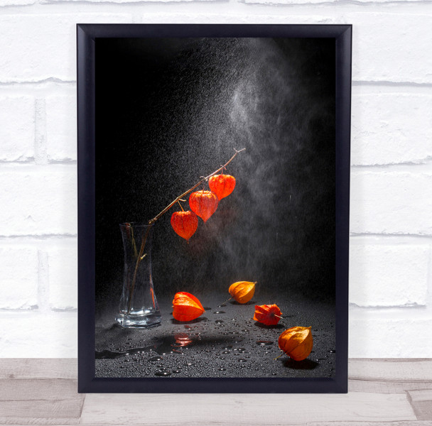 Still Life Chinese Lantern Lanterns Vase Wet Water Under Rain Wall Art Print