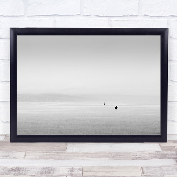 Swiss Lake Buoy Mist Monochrome Fog Minimal Simple Simplicity Wall Art Print