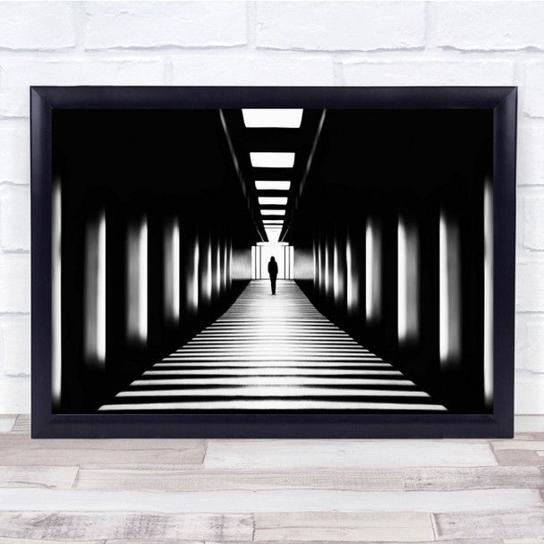 Underground Garage Lines Centre Central Transition Silhouette Wall Art Print