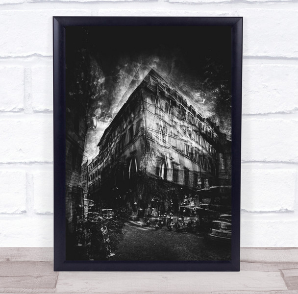 Architecture Street Creative Edit Double Exposure Dark House Wall Art Print