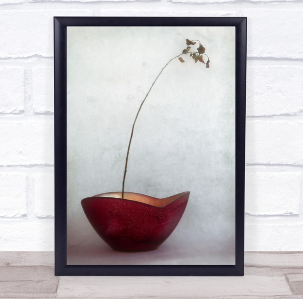 Bowl Red Branch Floral Simple Still Life Vase Minimalism Zen Wall Art Print