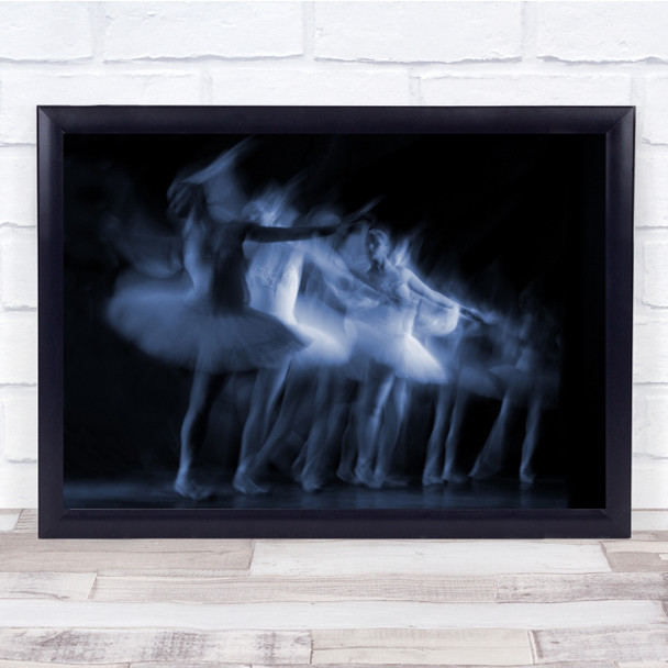 Dance Dancer Dancing Ballet Ballerina Blue Toned Motion Blur Wall Art Print