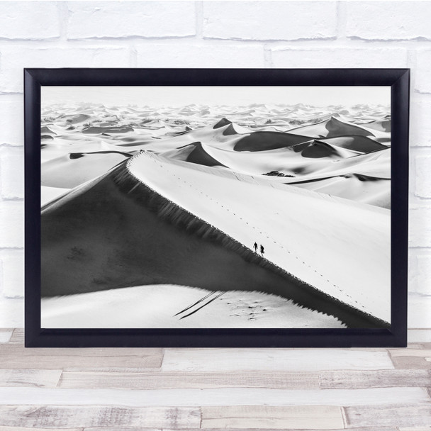 Desert Landscape High Key Black & White Walking Tracks Steps Wall Art Print