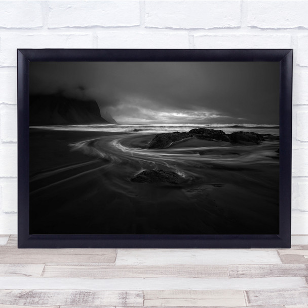 Iceland Stokness Seascape Autumn Dingemans Mountains Sundown Wall Art Print