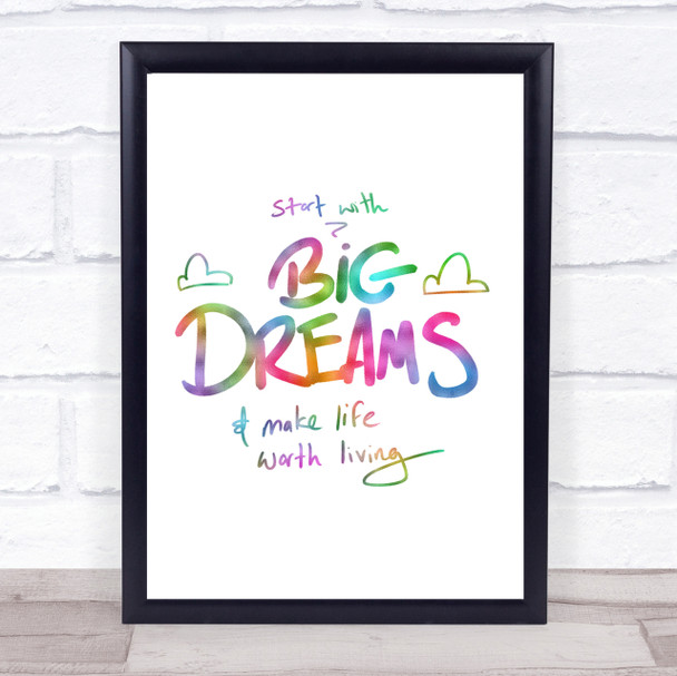 Start With Big Dreams Rainbow Quote Print