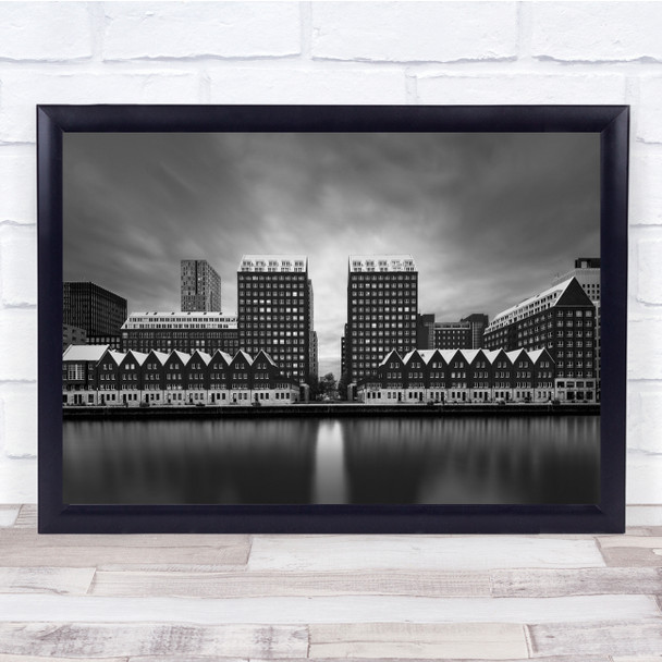 Monochrome Building Architecture Holland Netherlands Windows Wall Art Print