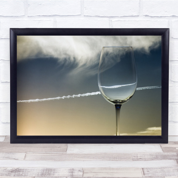 Plane Flight Path Jet Sky Smoke Capilla Del Monte Wine glass Wall Art Print