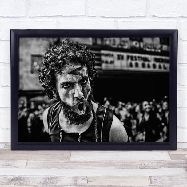 Street Man People Colombia Feeling Roar Cry Mouth Discussion Wall Art Print