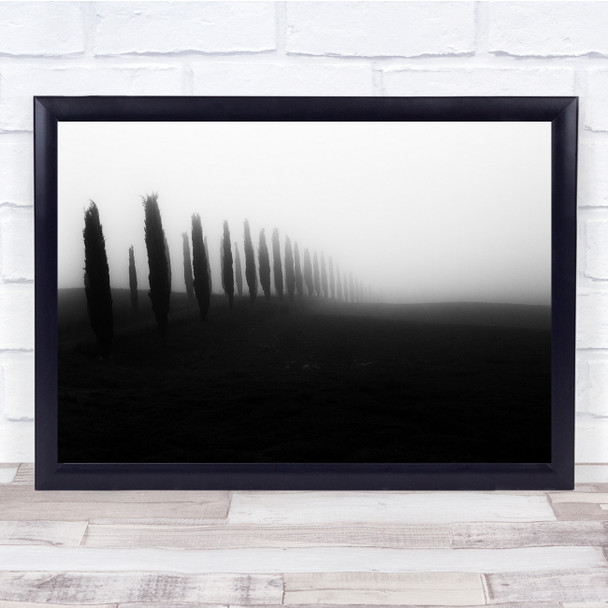 Tuscany Black & White Italy Fog Mist Haze Trees Tree Moody Landscape Print