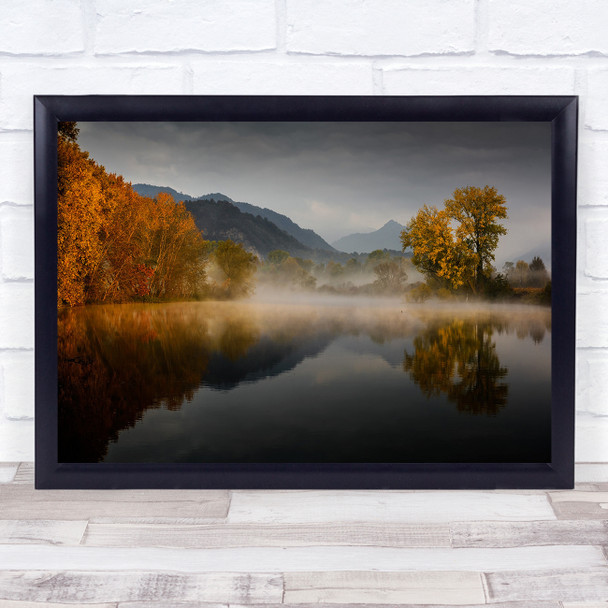 Parcoaddanord Brivio Reflection Italia Fog Fiume Autumn On The River Print