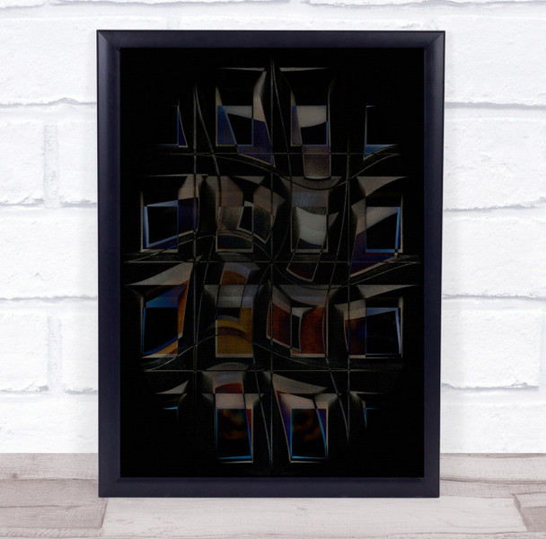 Abstract Windows Dark Low Key Low-Key Brown Double Exposure Wall Art Print