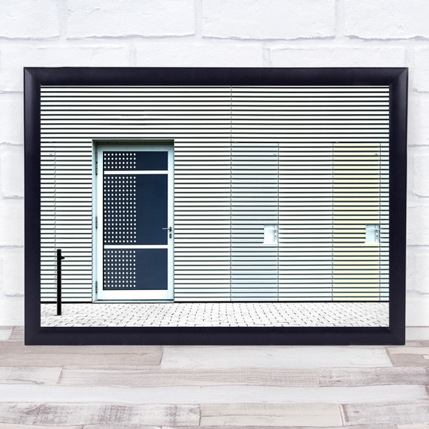 Architecture Trippy Lines Door Blue White Knob Texture Wall Wall Art Print