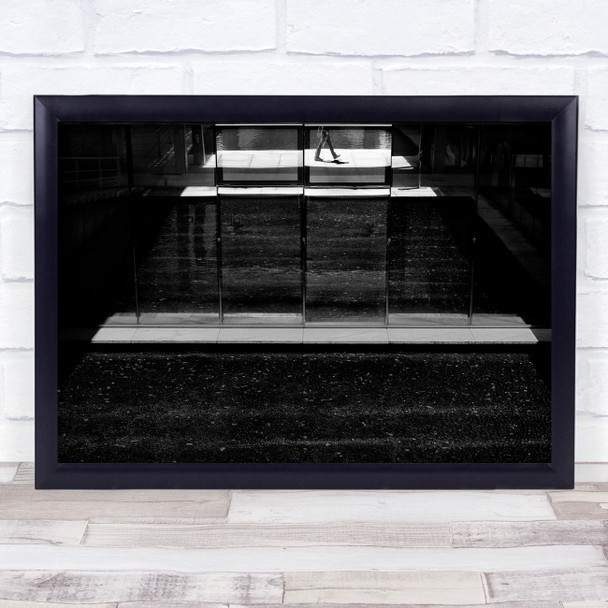 Man Walking Lisbon Reflection Water Glass Window Wall Leafs Wall Art Print