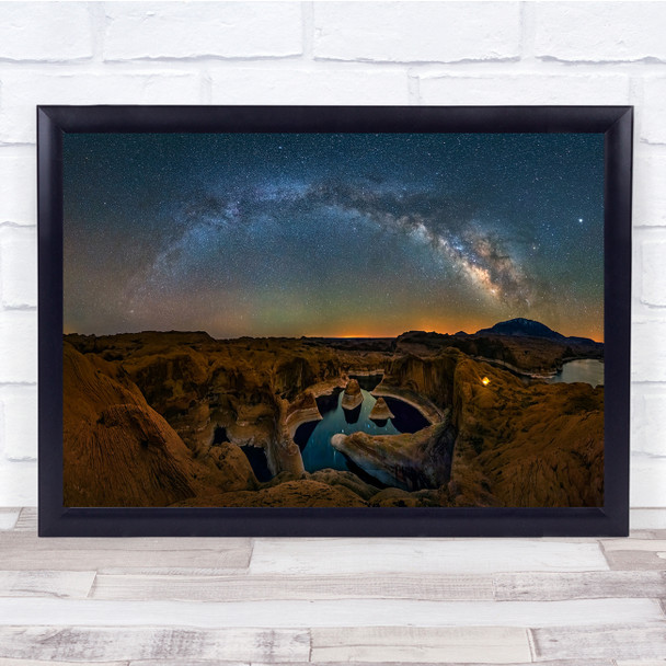 Reflection Canyon Utah Galaxy Lake Escalante Night Panorama Wall Art Print