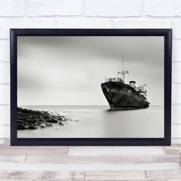 Telamon Lanzarote Shipwreck Ship Sea Rocks Spain Boat Wreck Wall Art Print