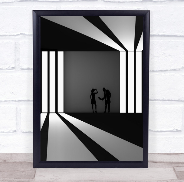 The Invisible black and white stripes man and woman talking Wall Art Print