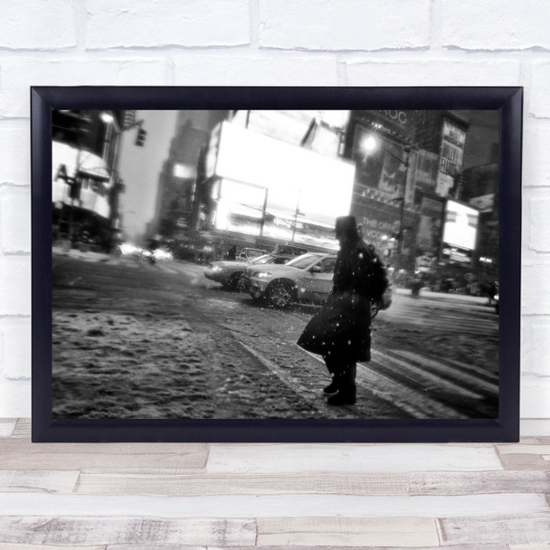 New York Black & White Blizzard Snowfall Snowing Snowy Snow Weather Print