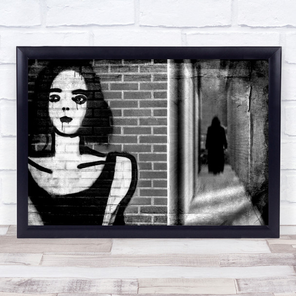 The Final Chapter spooky black and white man in hood graffiti woman Print