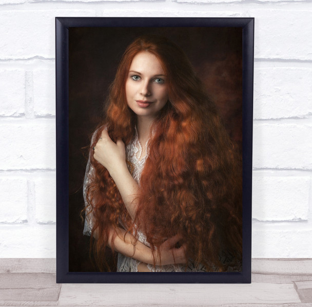 Angharada Model Female Beauty Woman Hair Ginger Red Copper Wall Art Print