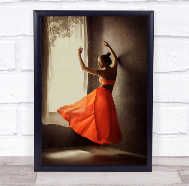 Creative Edit Portrait Dress Girl Model Woman Window Float Wall Art Print