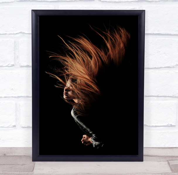 Girl Model Face Hair Dark Low Key Low Key Black Background Wall Art Print