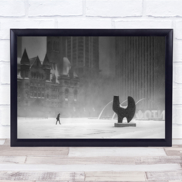 Landscape Snow Storm walking building architecture Toronto Wall Art Print