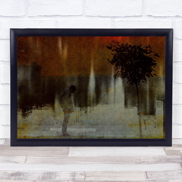 Mood Man Shadow Tree Edited Street Composites Montages Boy Wall Art Print
