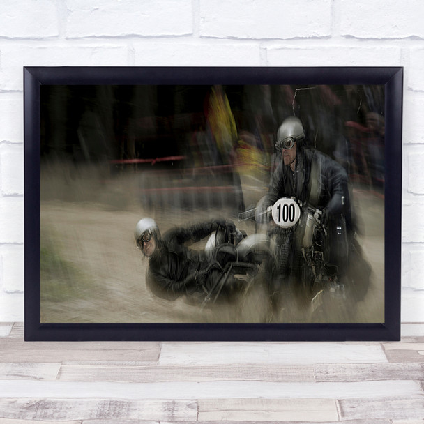 Oldtimers The Serious Race Motorbikes Action blurry fallen Wall Art Print