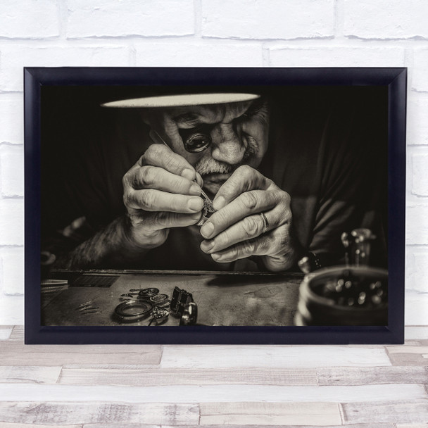 People Man Portrait Work Watchmaker Artisan Handmade Clock Wall Art Print