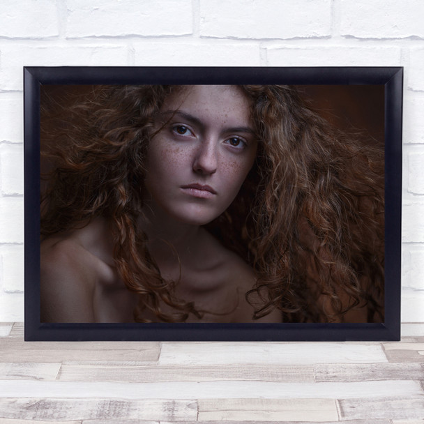 Portrait Girl Emotion Brown Studio Indoor Classic Drachten Wall Art Print