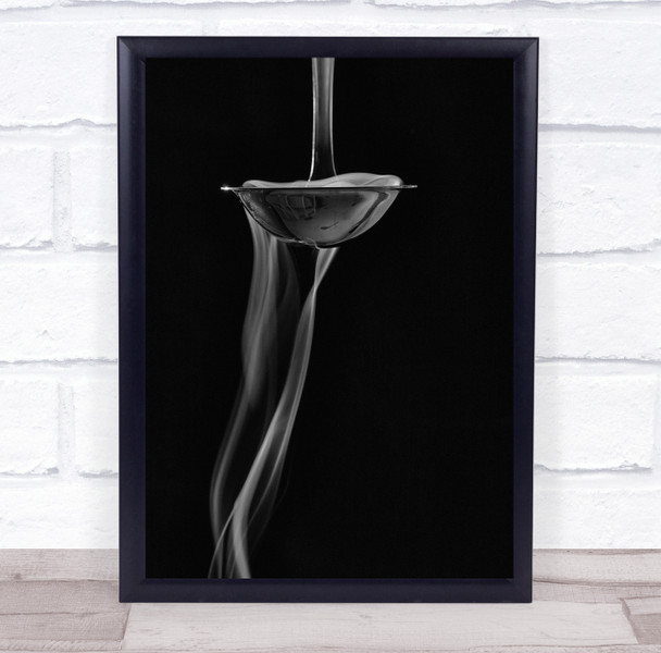 Smoke Dark Low Key Low-Key Soup Steam Hot Warm Metal Spoon Wall Art Print