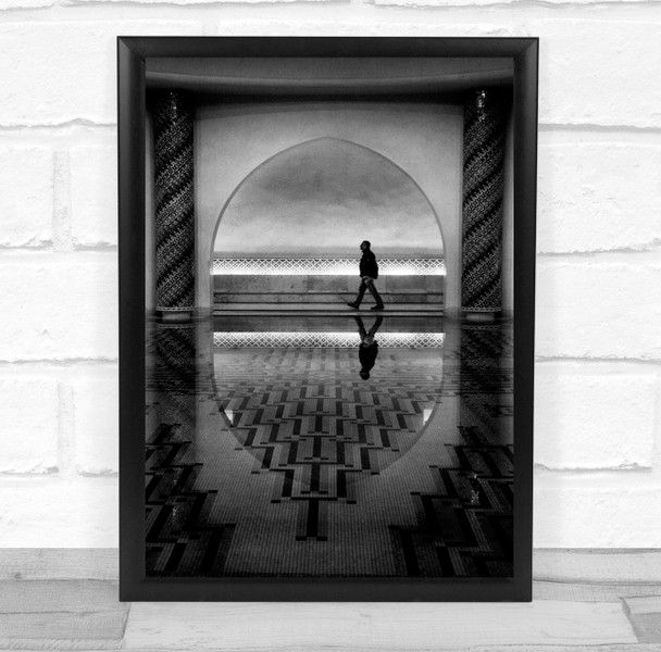 Street Man Walk Walking Arch Archway Reflection Tiles Gate Wall Art Print