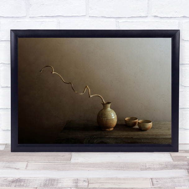 Vase Cups Branch Light Spiral Still Life Simple Zen Twists Wall Art Print