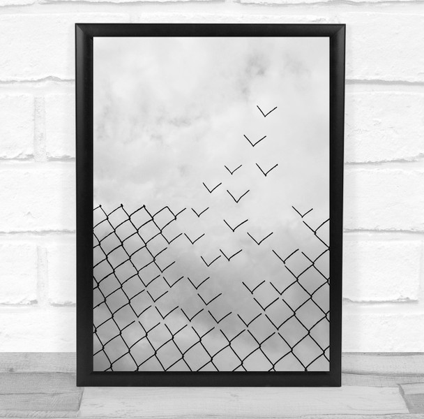 Conceptual Mood Surreal Art Black White Concept flying wired fence Print