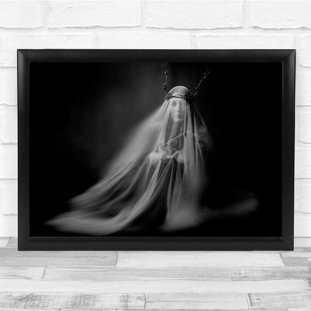 Viking Goddess Fabric Female Portrait Dark Low Key black and white Print Viking Goddess Fabric Female Portrait Dark Low Key black and white Print
